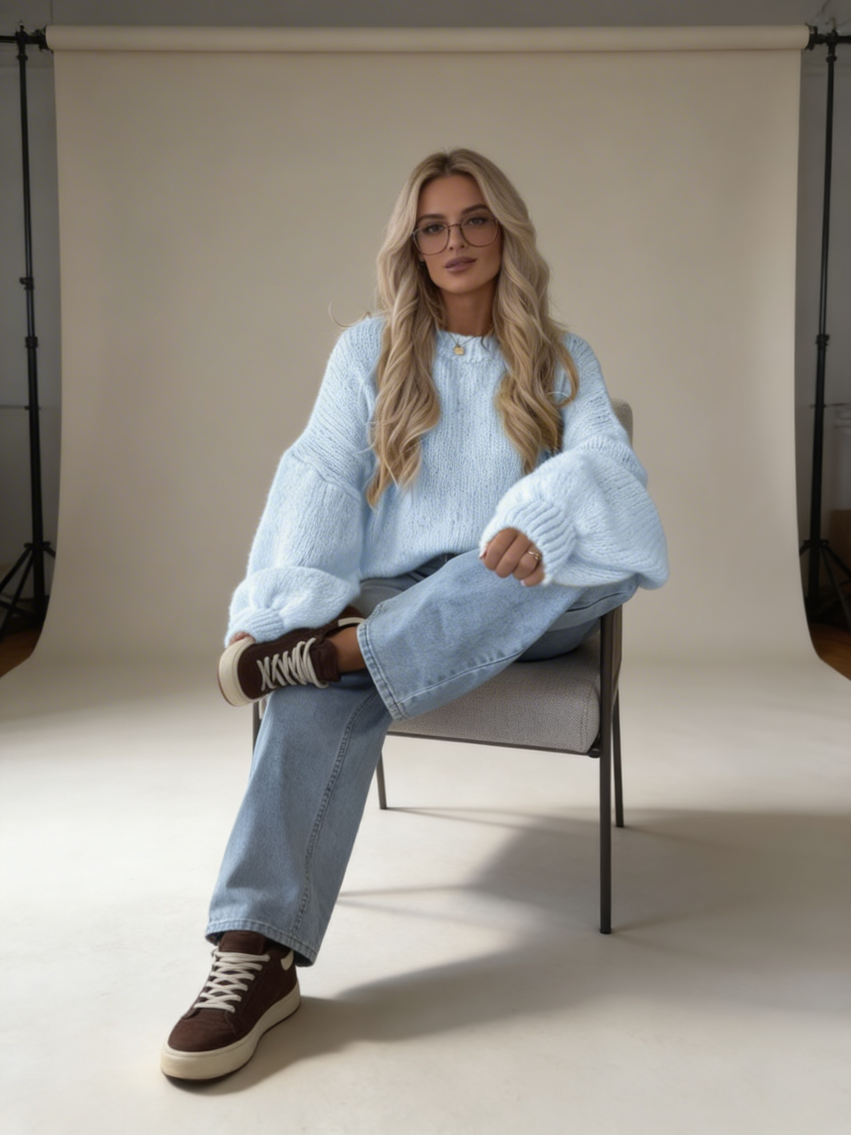 Camisola Tricot Oversized Manga Ampla