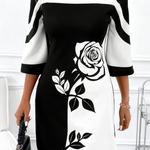 Vestido Elegante com Detalhe Floral, Design Moderno e Sofisticado