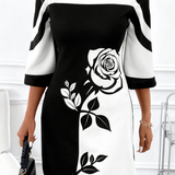Vestido Elegante com Detalhe Floral, Design Moderno e Sofisticado