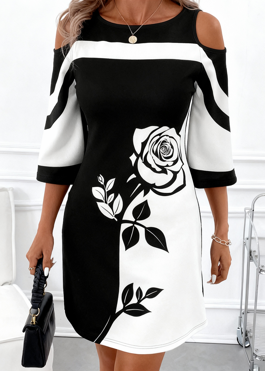 Vestido Elegante com Detalhe Floral, Design Moderno e Sofisticado
