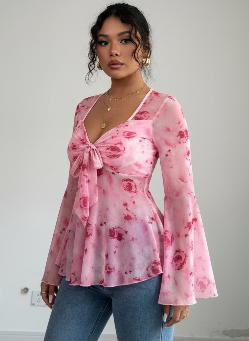 Blusa Feminina com Laço Frontal