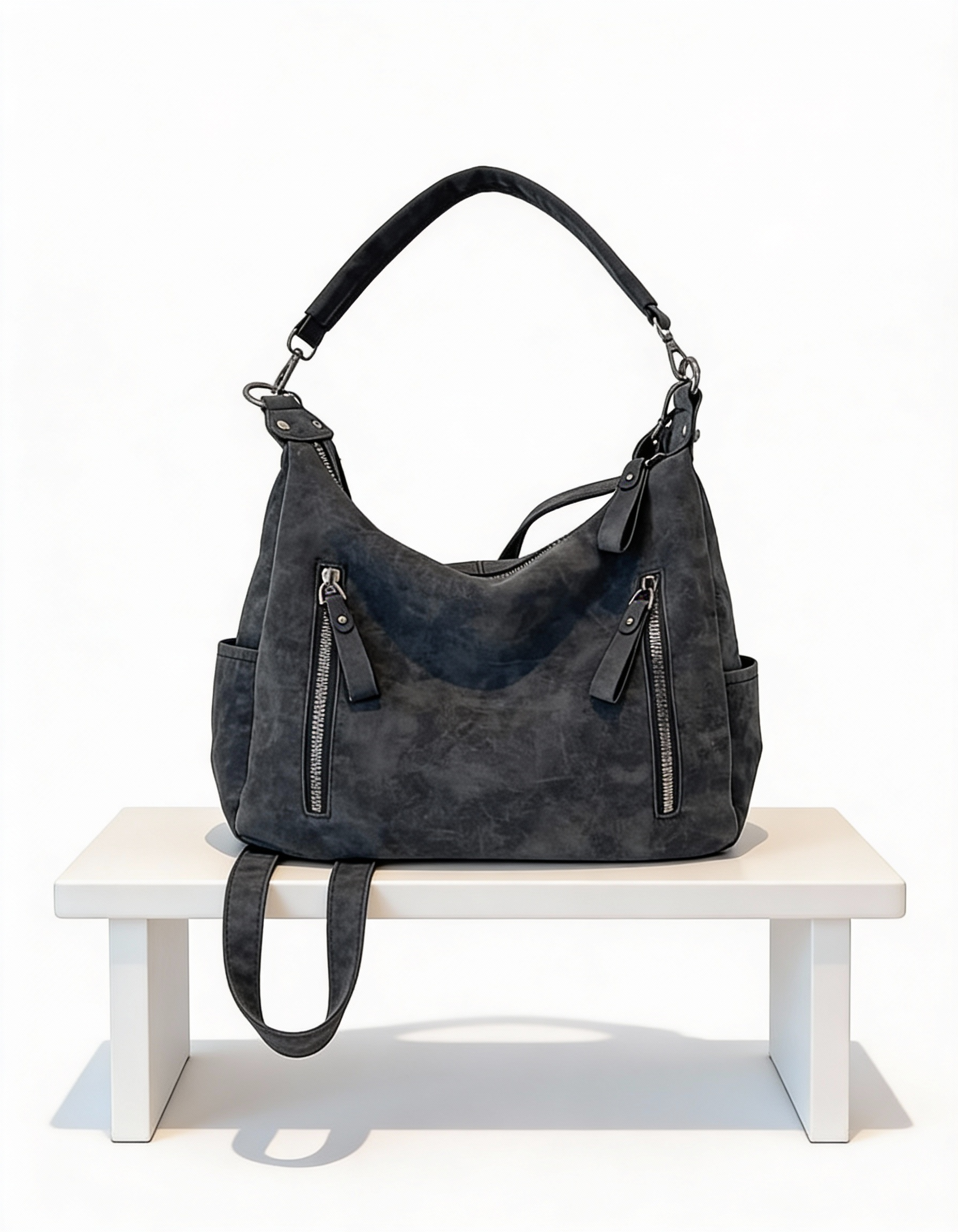 Mala Hobo Casual com Fechos Funcionais