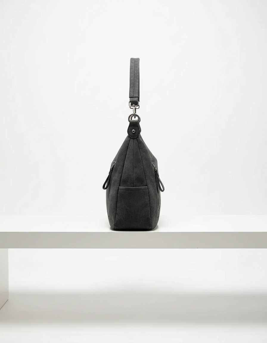 Mala Hobo Casual com Fechos Funcionais