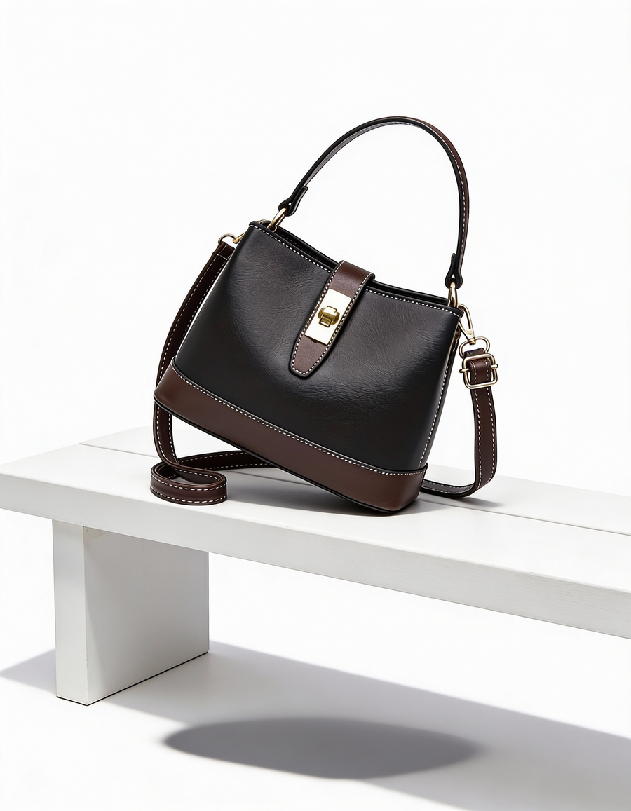 Mala Bucket Elegante com Fecho Metálico