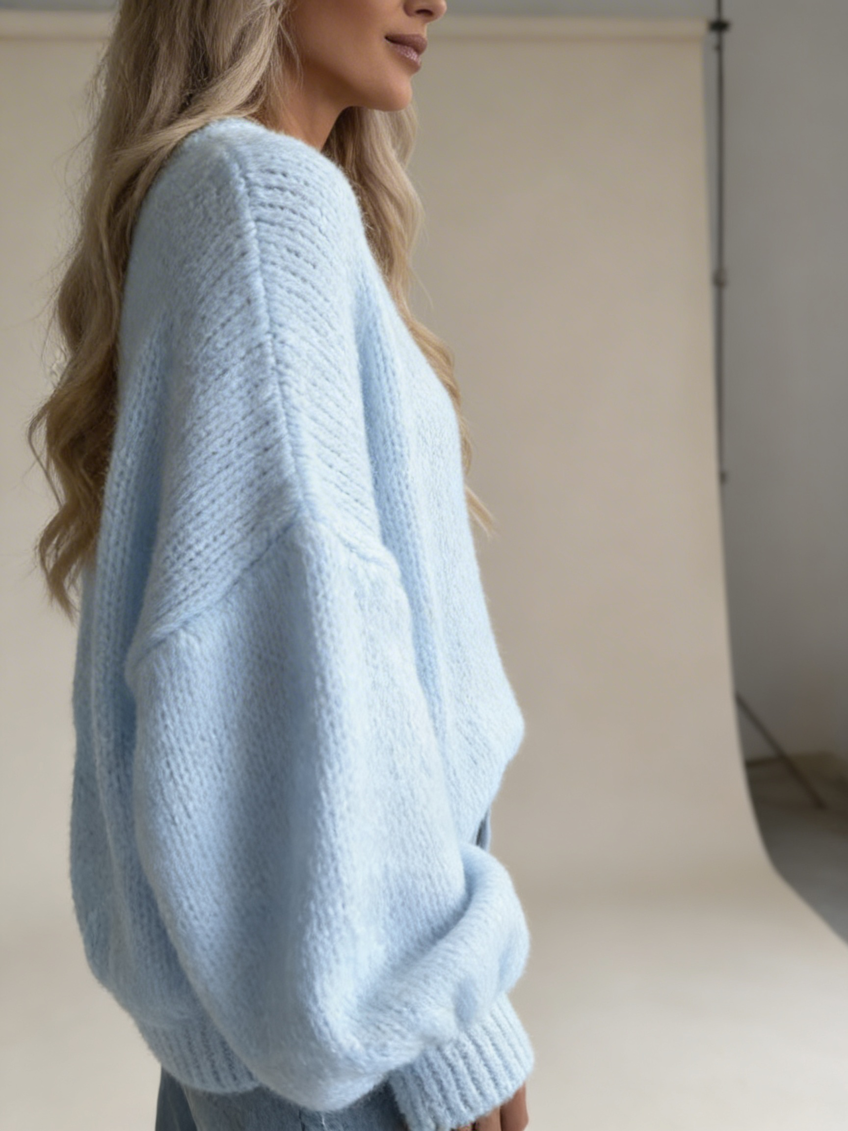 Camisola Tricot Oversized Manga Ampla