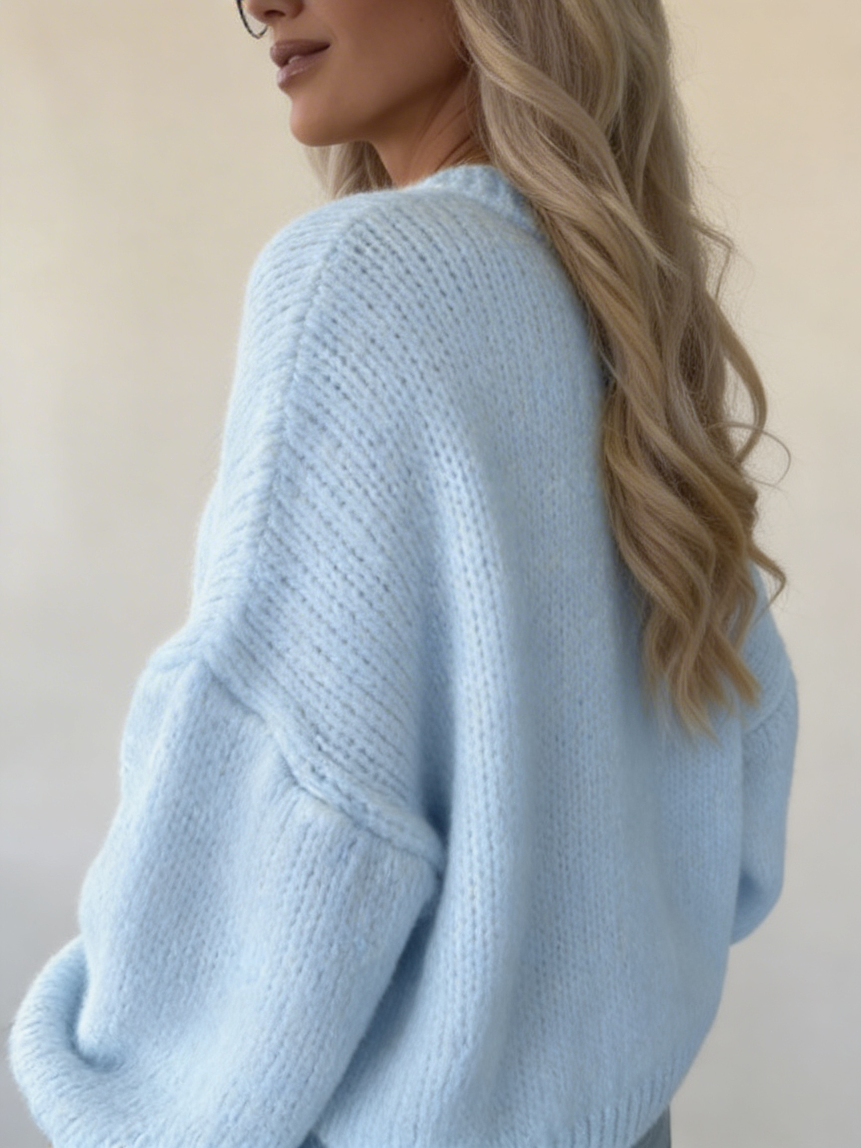 Camisola Tricot Oversized Manga Ampla