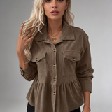 Camisa Texturizada com Bolsos Frontais