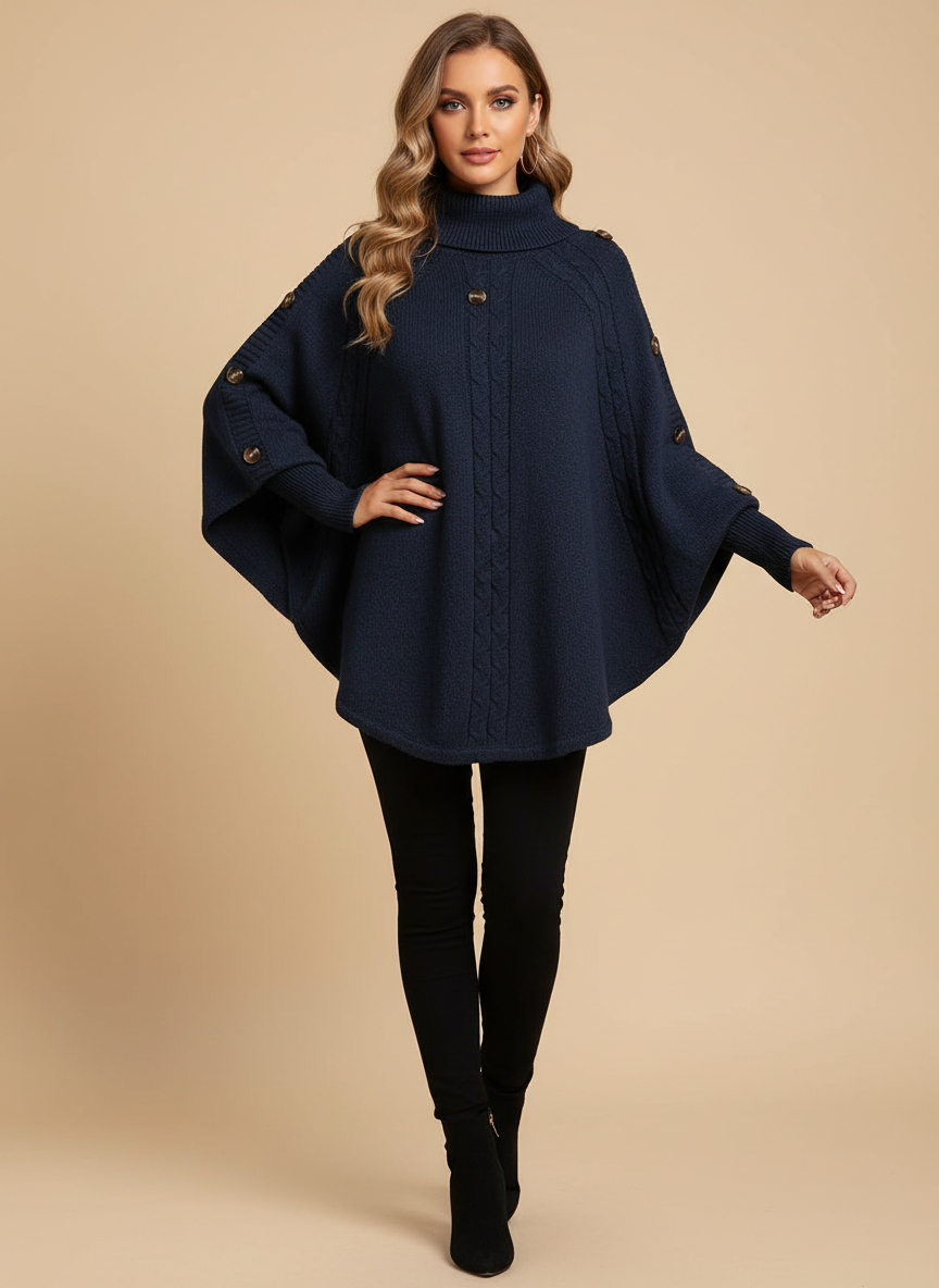 Camisola Tricot Elegante com Botões Decorativos