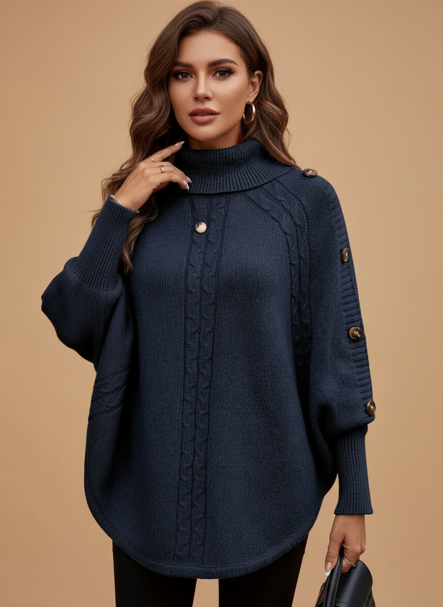 Camisola Tricot Elegante com Botões Decorativos
