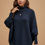 Camisola Tricot Elegante com Botões Decorativos