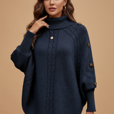 Camisola Tricot Elegante com Botões Decorativos