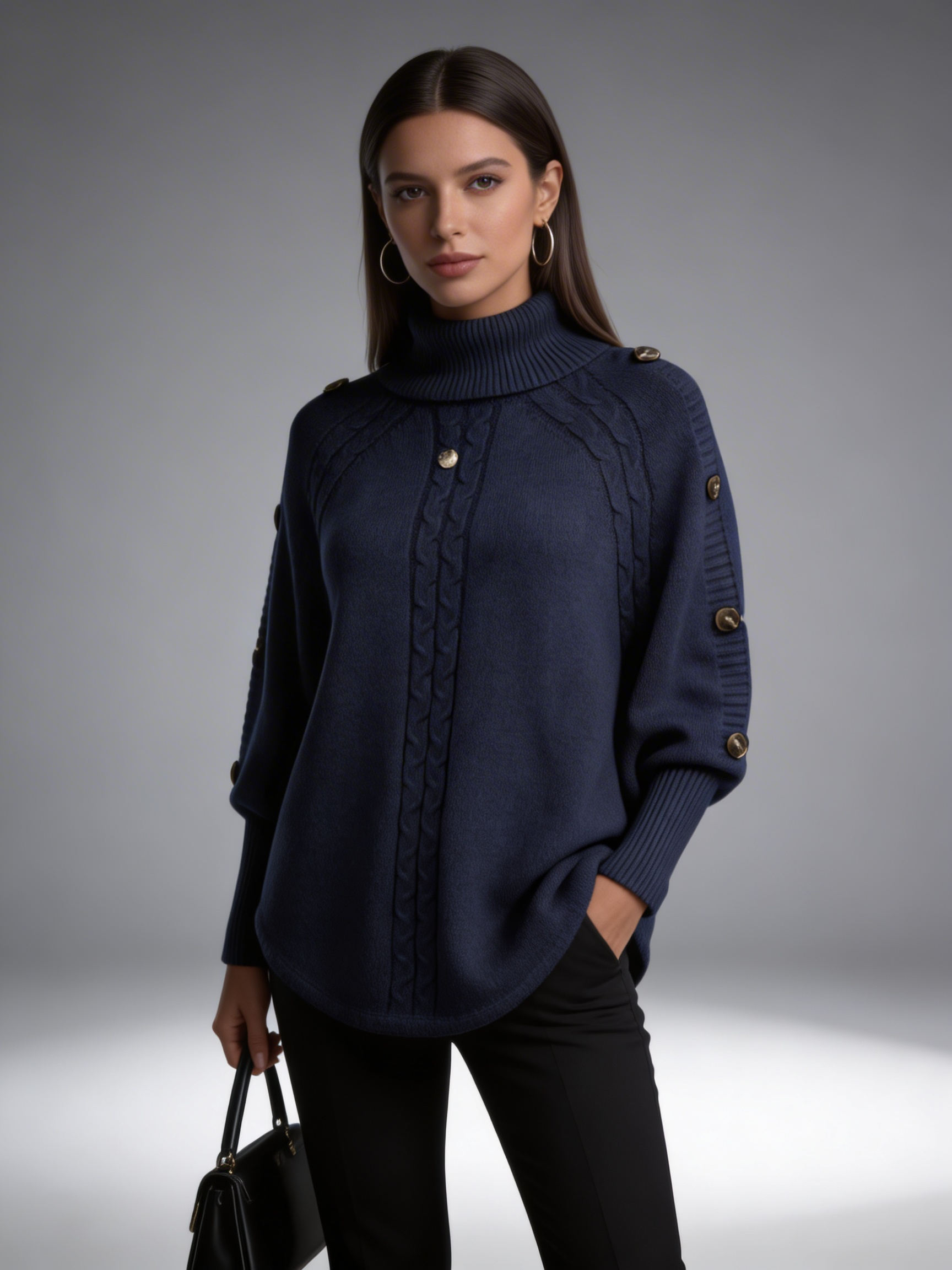 Camisola Tricot Elegante com Botões Decorativos
