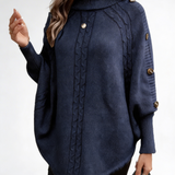 Camisola Tricot Elegante com Botões Decorativos