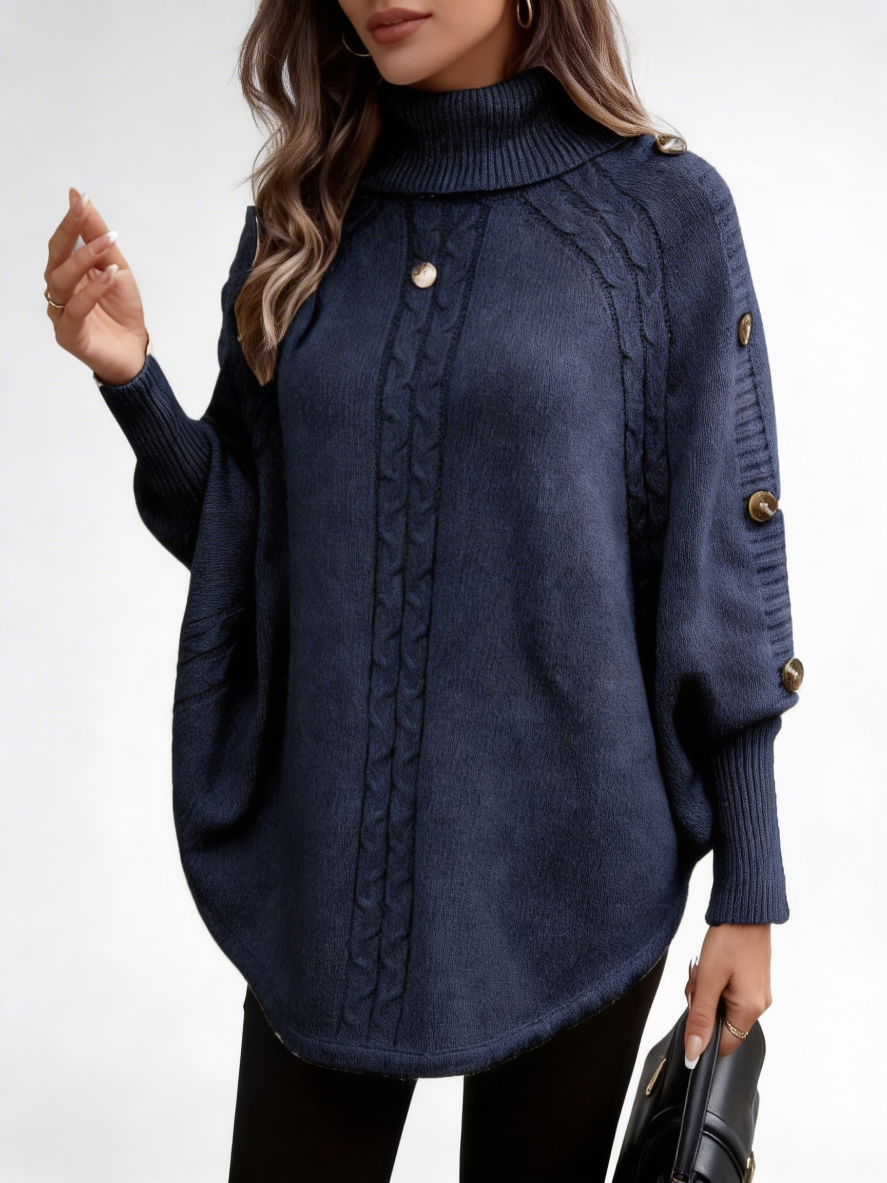 Camisola Tricot Elegante com Botões Decorativos