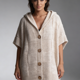 Poncho Tricot com Botões Frontais
