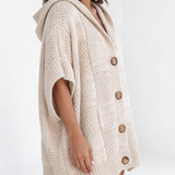 Poncho Tricot com Botões Frontais