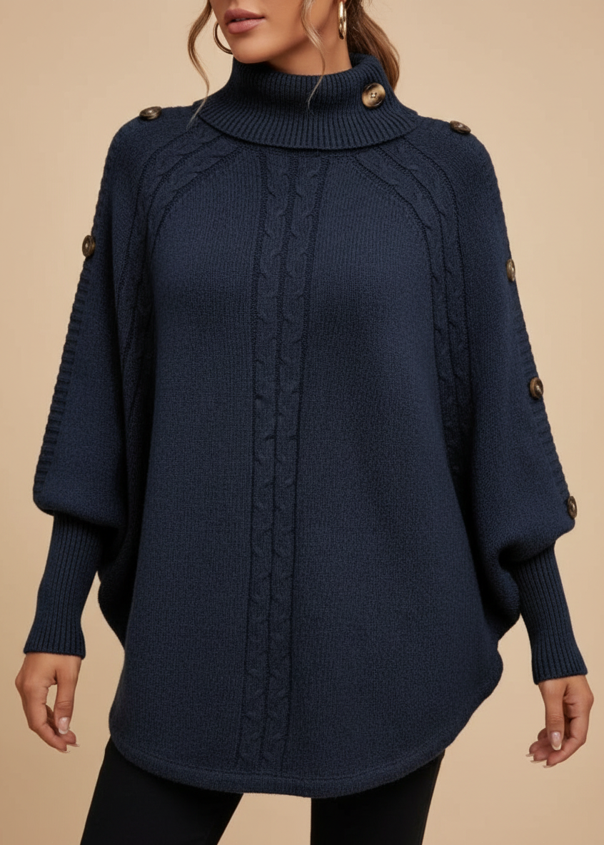Camisola Tricot Elegante com Botões Decorativos