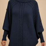 Camisola Tricot Elegante com Botões Decorativos