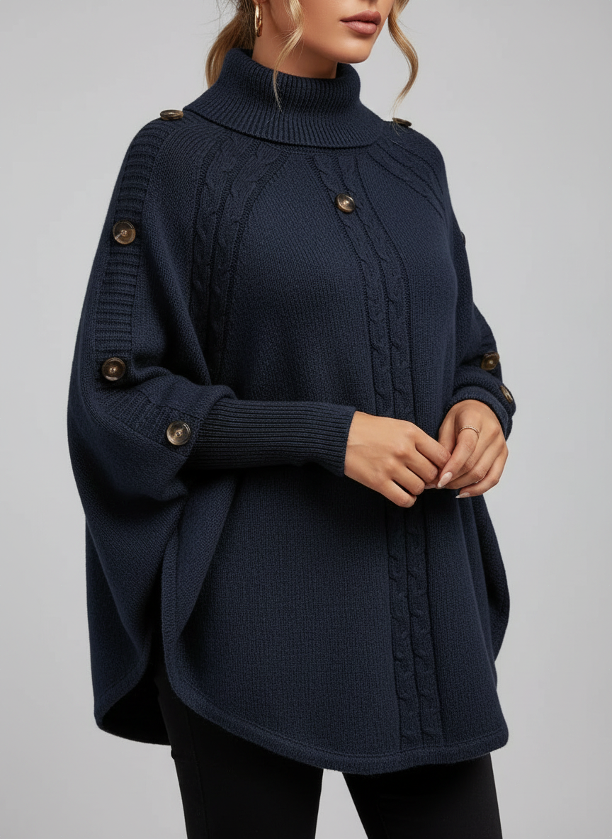 Camisola Tricot Elegante com Botões Decorativos