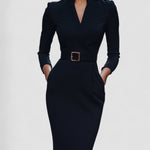 Iara - Vestido Justo Preto Refinado
