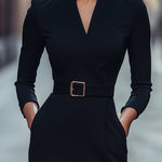Iara - Vestido Justo Preto Refinado