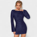 Vestido de lantejoulas costas abertas